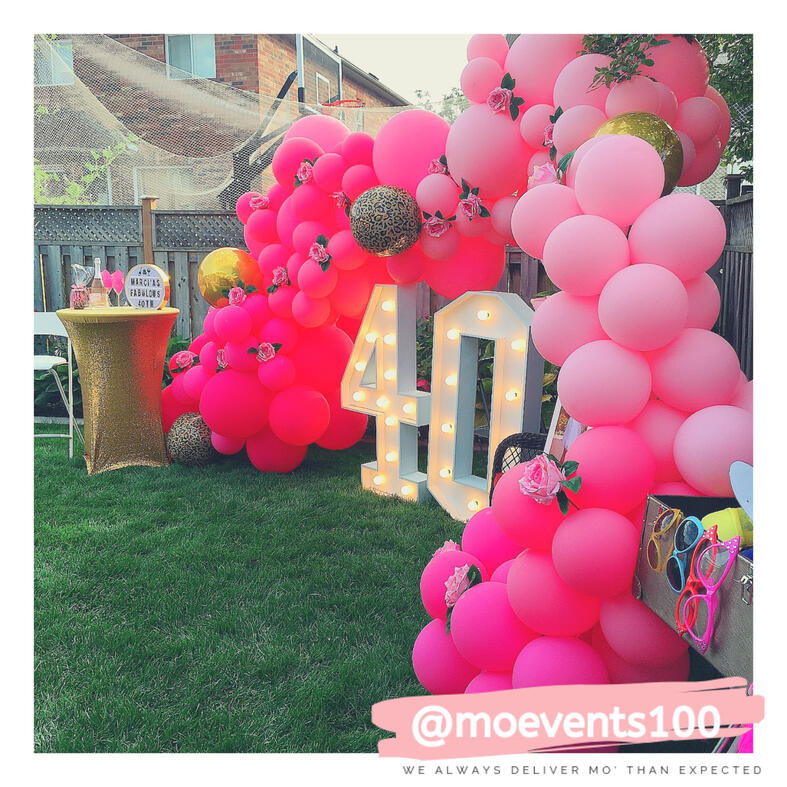 pink 40 birthday balloon design for events