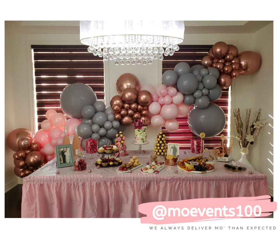 at home pink and gold balloon design for events