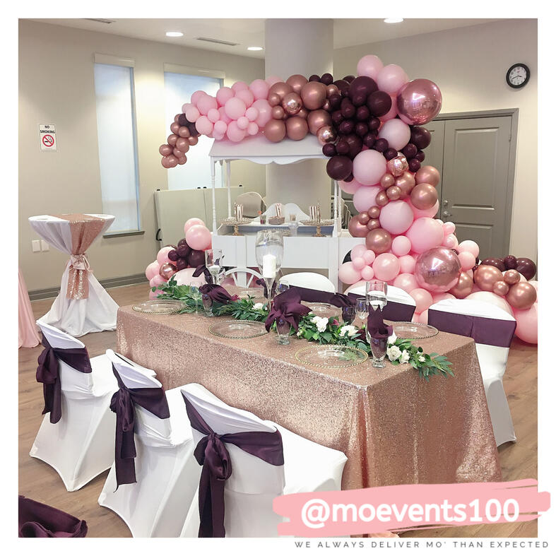 pink event decor, desert cart