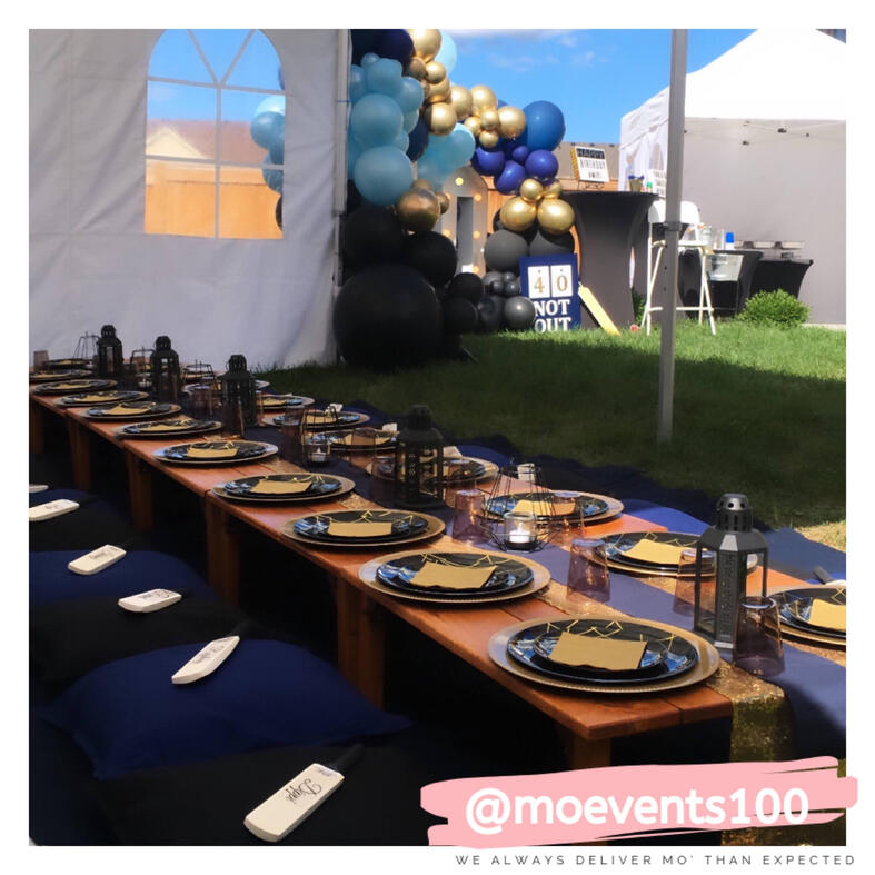 blue and gold decor for events
